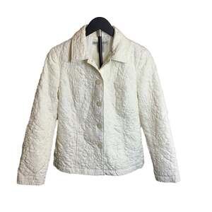 Requirements Vintage Cream Quilted Embroidered Button-Up Jacket Women's Size Sma